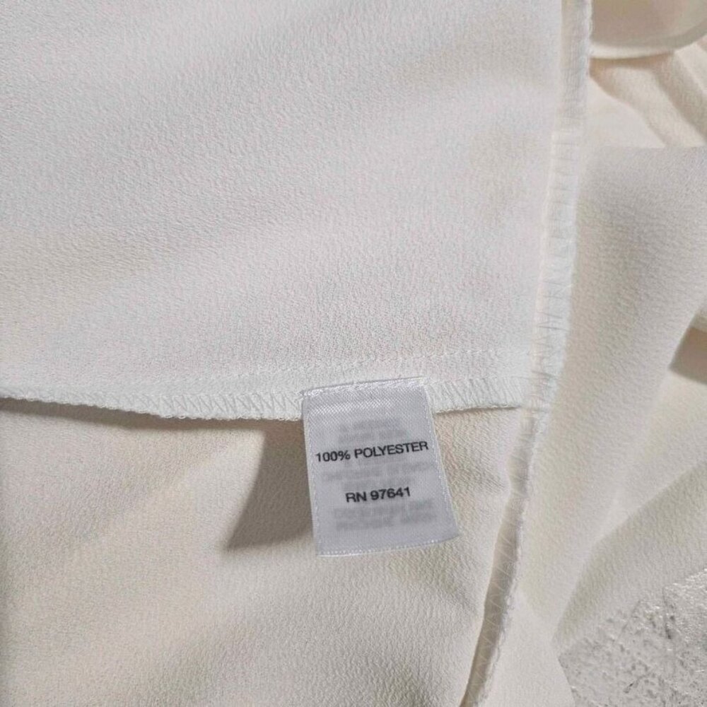 New J. Jill Womens Sz S Cream Chiffon Blouse Pleated Border Hem 3/4 Sleeve - Picture 5 of 5